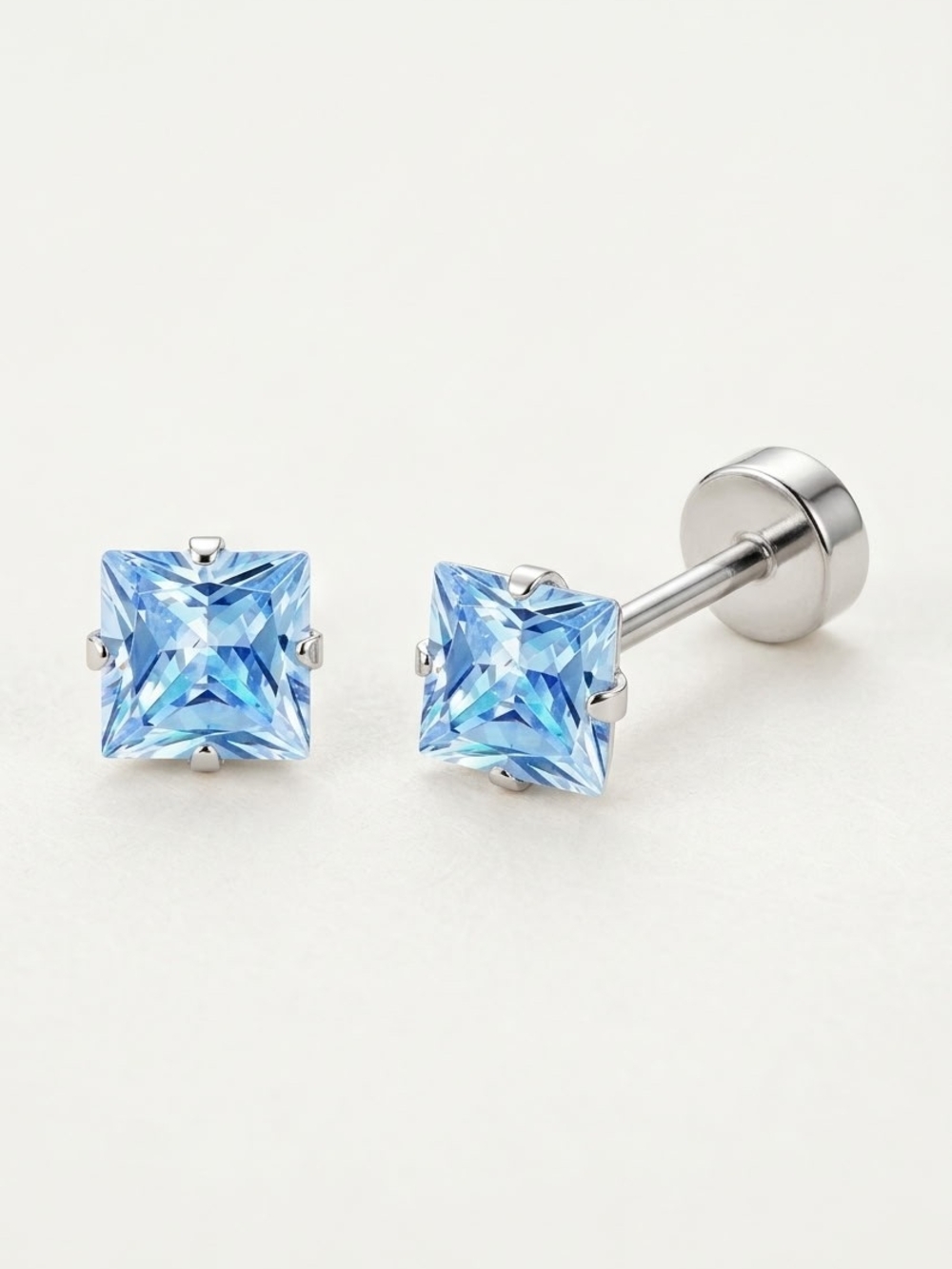 Blue Square Flat Back Earrings